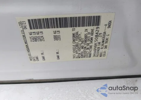 2023 Nissan Maxima Platinum from USA, damaged, VIN 1N4AA6FV6PC508429